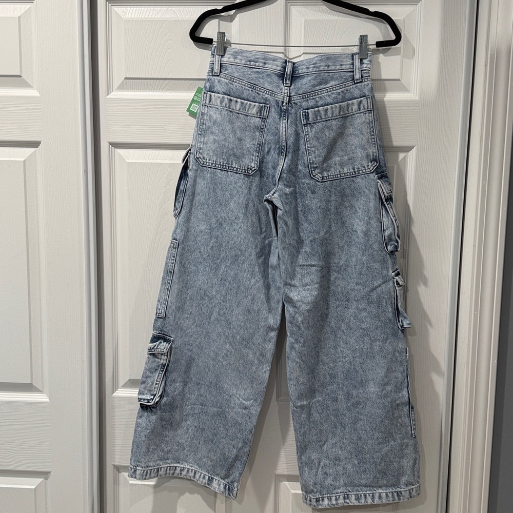 GAP NWT Y2K multi pocket wide leg blue jeans with zippers - Picture 8 of 10